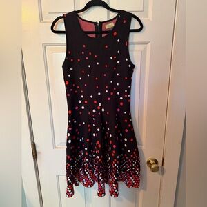 Issa London Black and Red Polka Dot Midi Dress